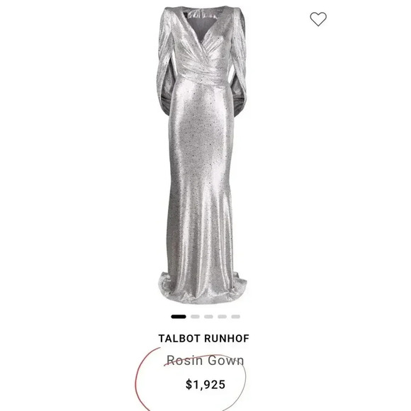 $1925 Talbot Runhof Rosin Gown Metallic Gray Wrap Front Back Zipper Dres… - Picture 4 of 13